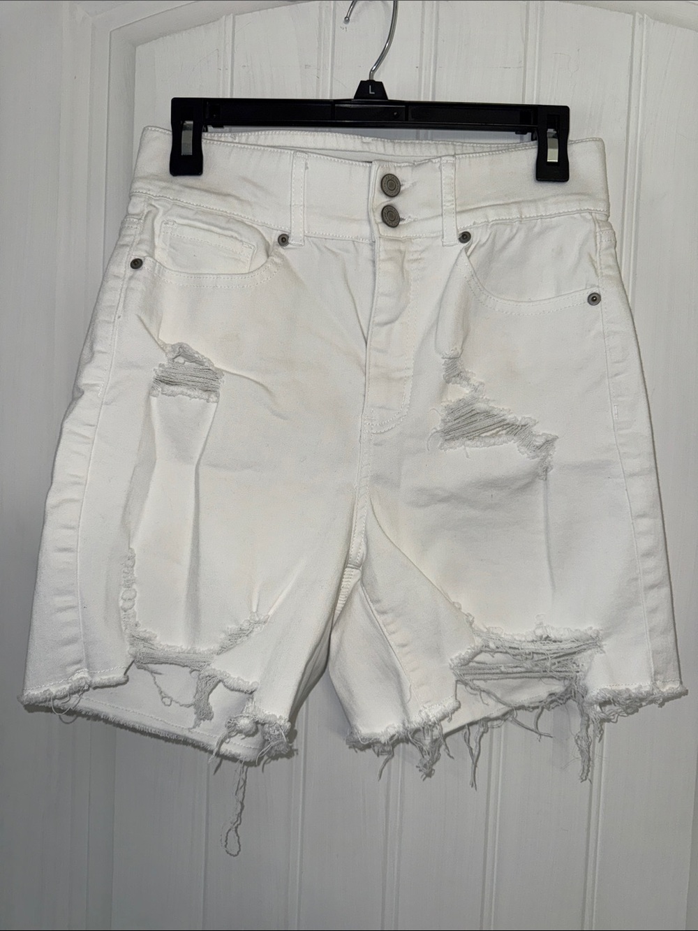 Fashion to Figure White Distressed High-Rise Denim Shorts
